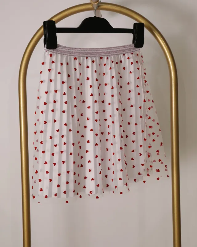 Girls Heart Reversible Skirt - White sold by Belle & Bloom