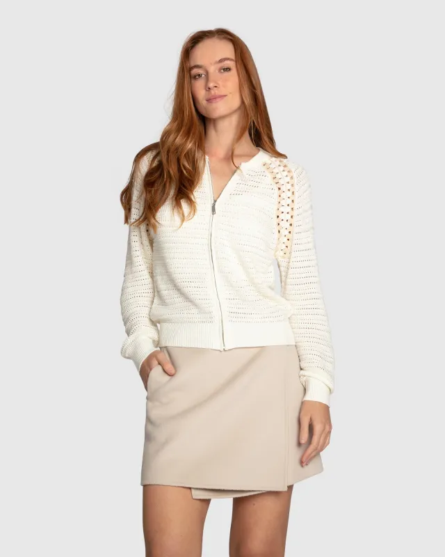 Meadow Breeze Zip Knit - Cream sold by Belle & Bloom