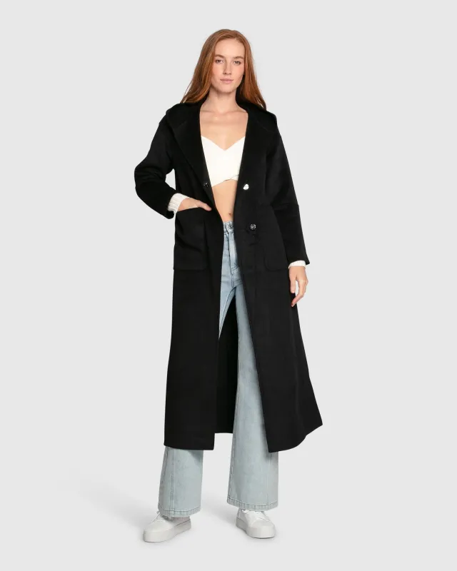 Walk My Way Wool Blend Oversized Maxi Coat - Black sold by Belle & Bloom