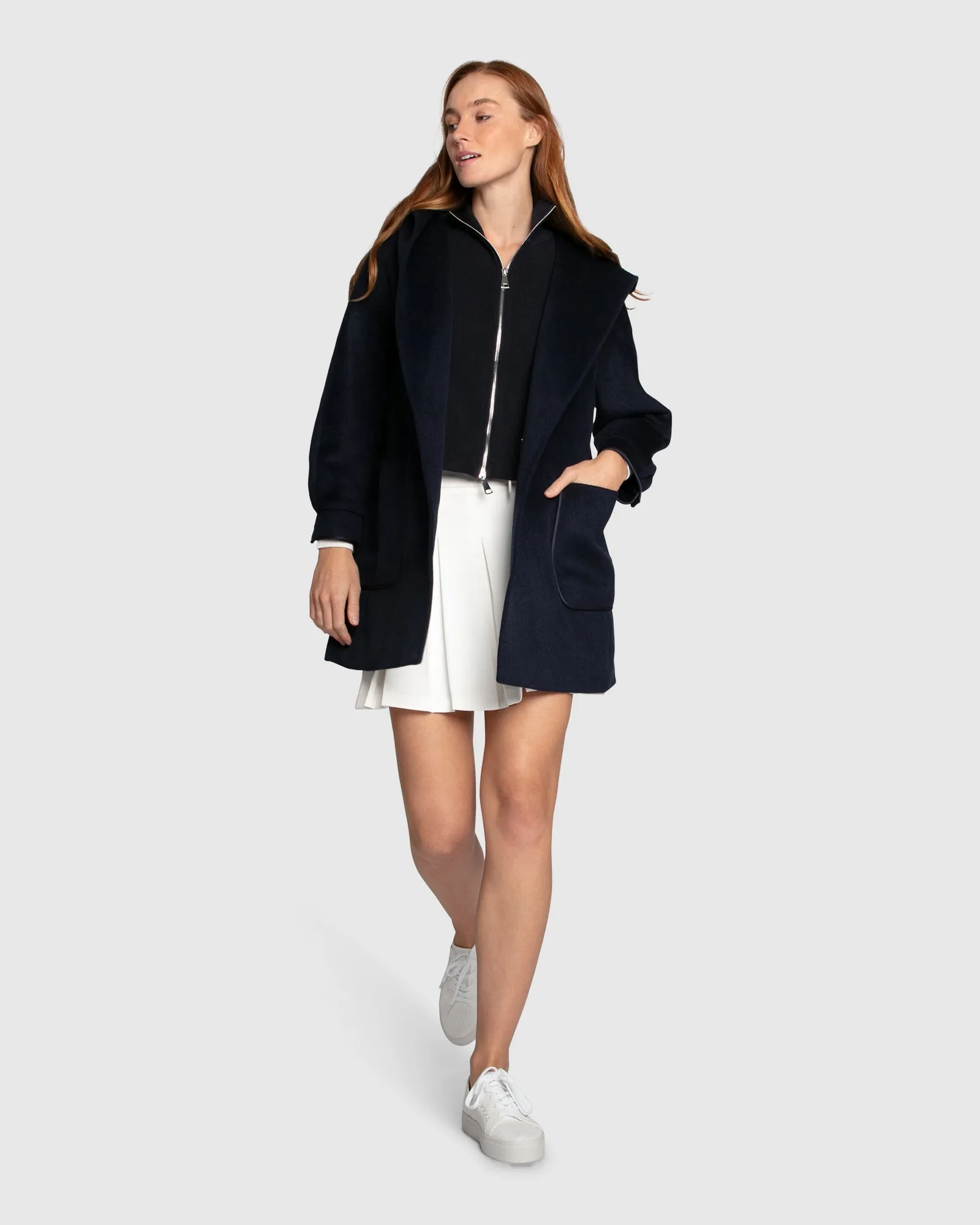 Next To You Hooded Wool Blend Coat - Navy sold by Belle & Bloom product image thumbnail 4