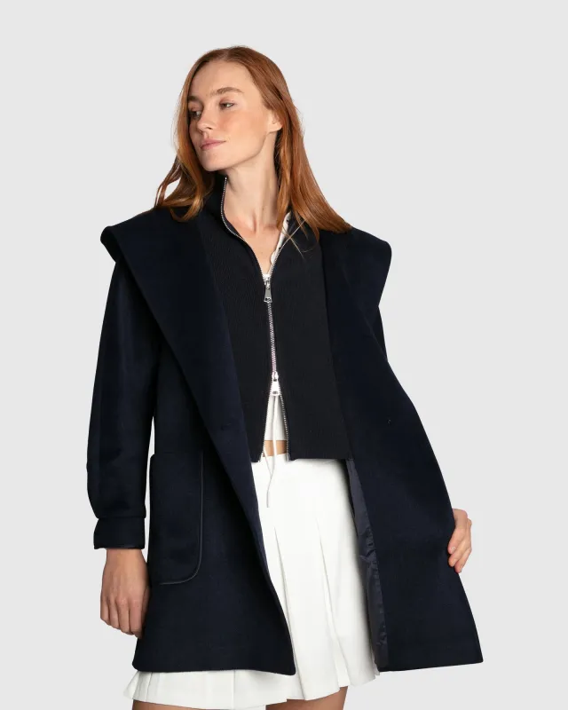 Next To You Hooded Wool Blend Coat - Navy sold by Belle & Bloom