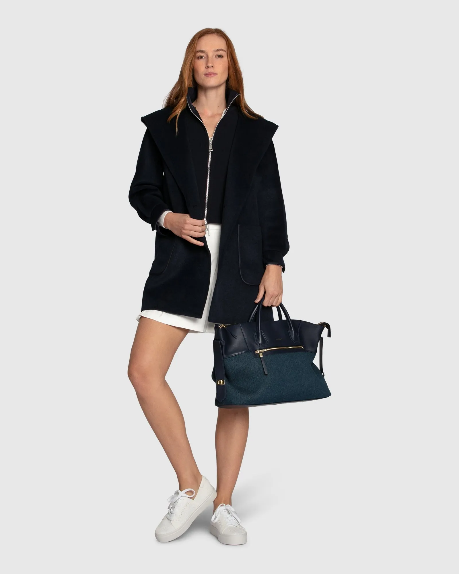 Next To You Hooded Wool Blend Coat - Navy sold by Belle & Bloom product image thumbnail 5
