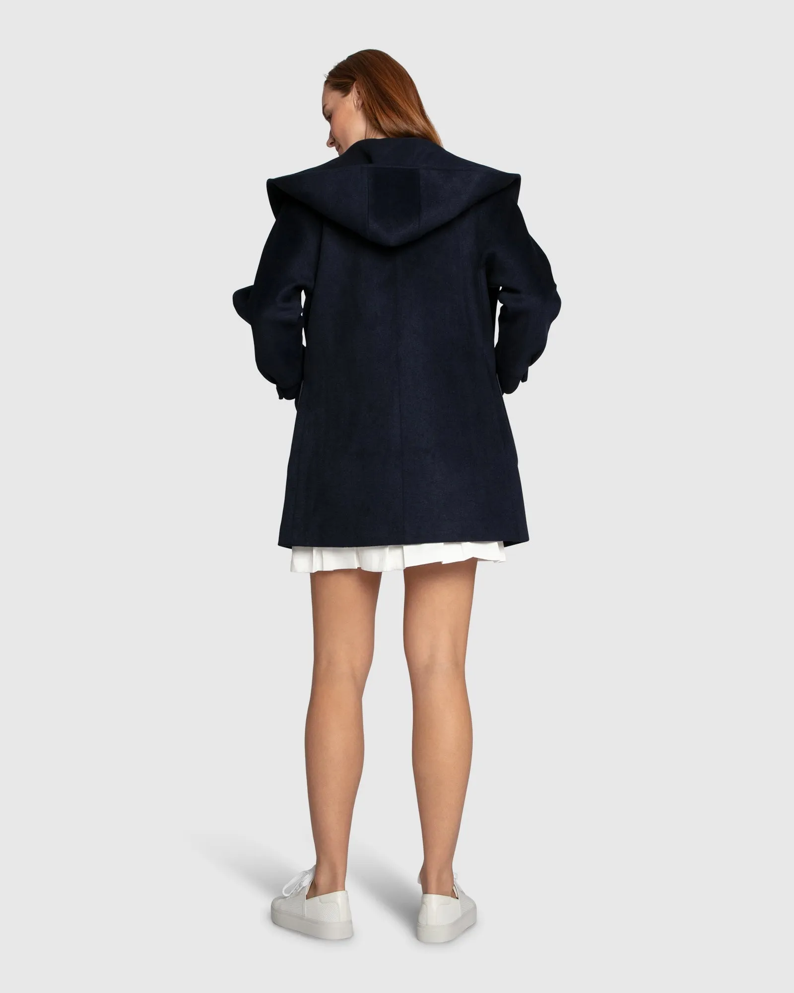 Next To You Hooded Wool Blend Coat - Navy sold by Belle & Bloom product image thumbnail 3