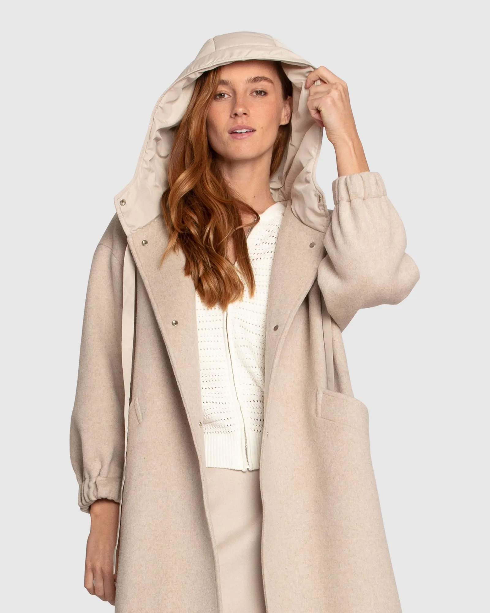 Fantasy Land Wool Blend Hooded Coat - Sand sold by Belle & Bloom product image thumbnail 4