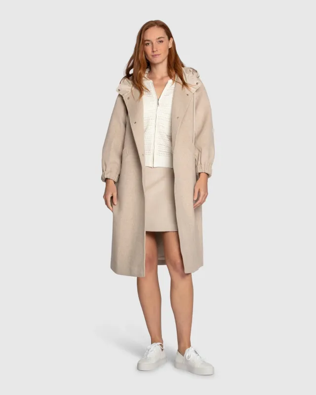 Fantasy Land Wool Blend Hooded Coat - Sand sold by Belle & Bloom