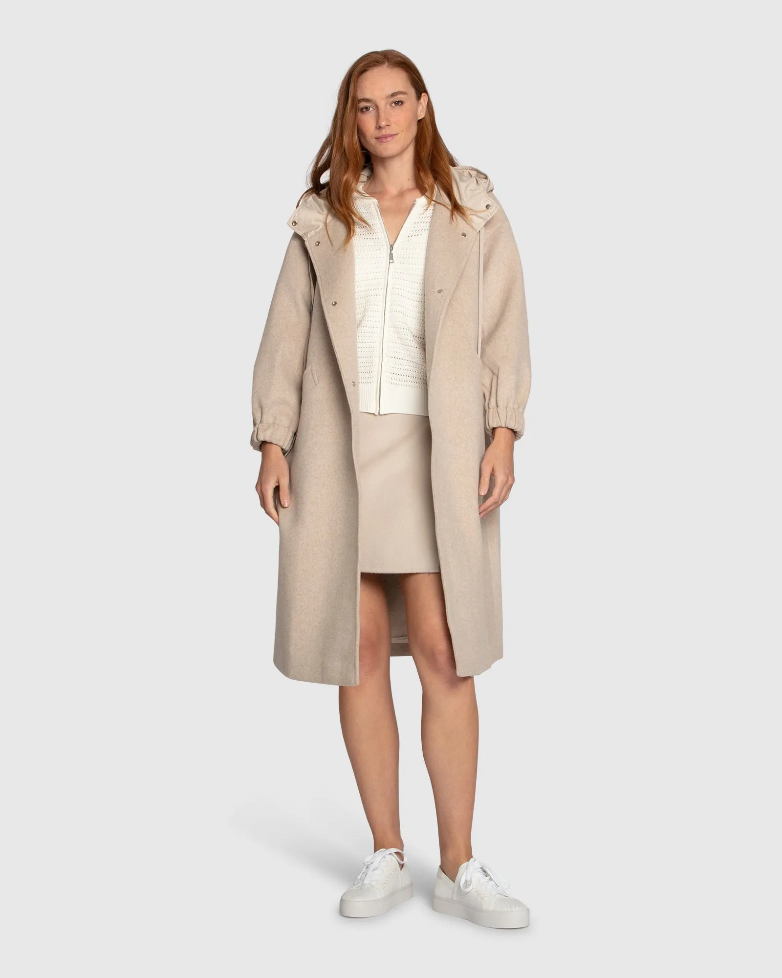 Fantasy Land Wool Blend Hooded Coat - Sand sold by Belle & Bloom
