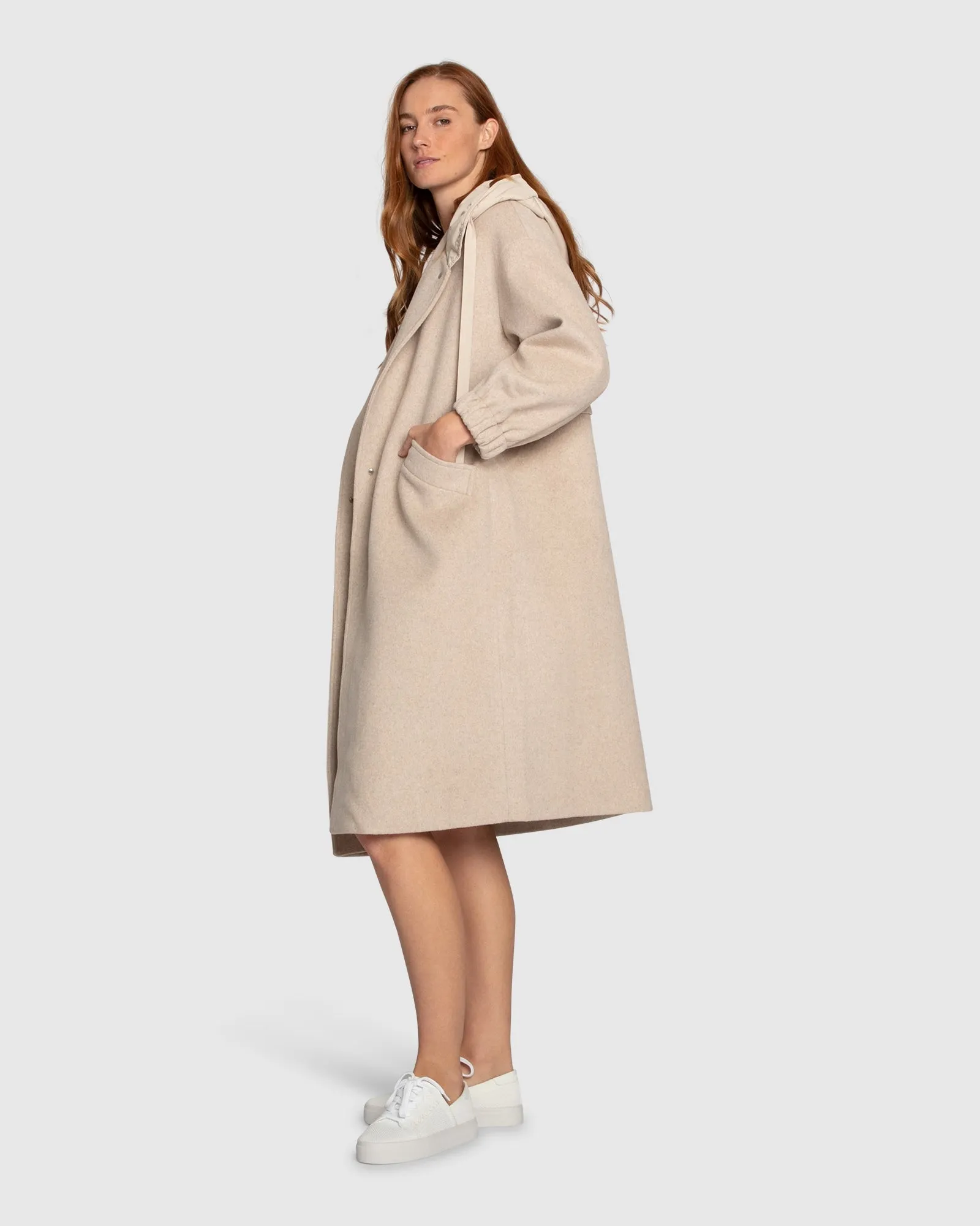 Fantasy Land Wool Blend Hooded Coat - Sand sold by Belle & Bloom product image thumbnail 2