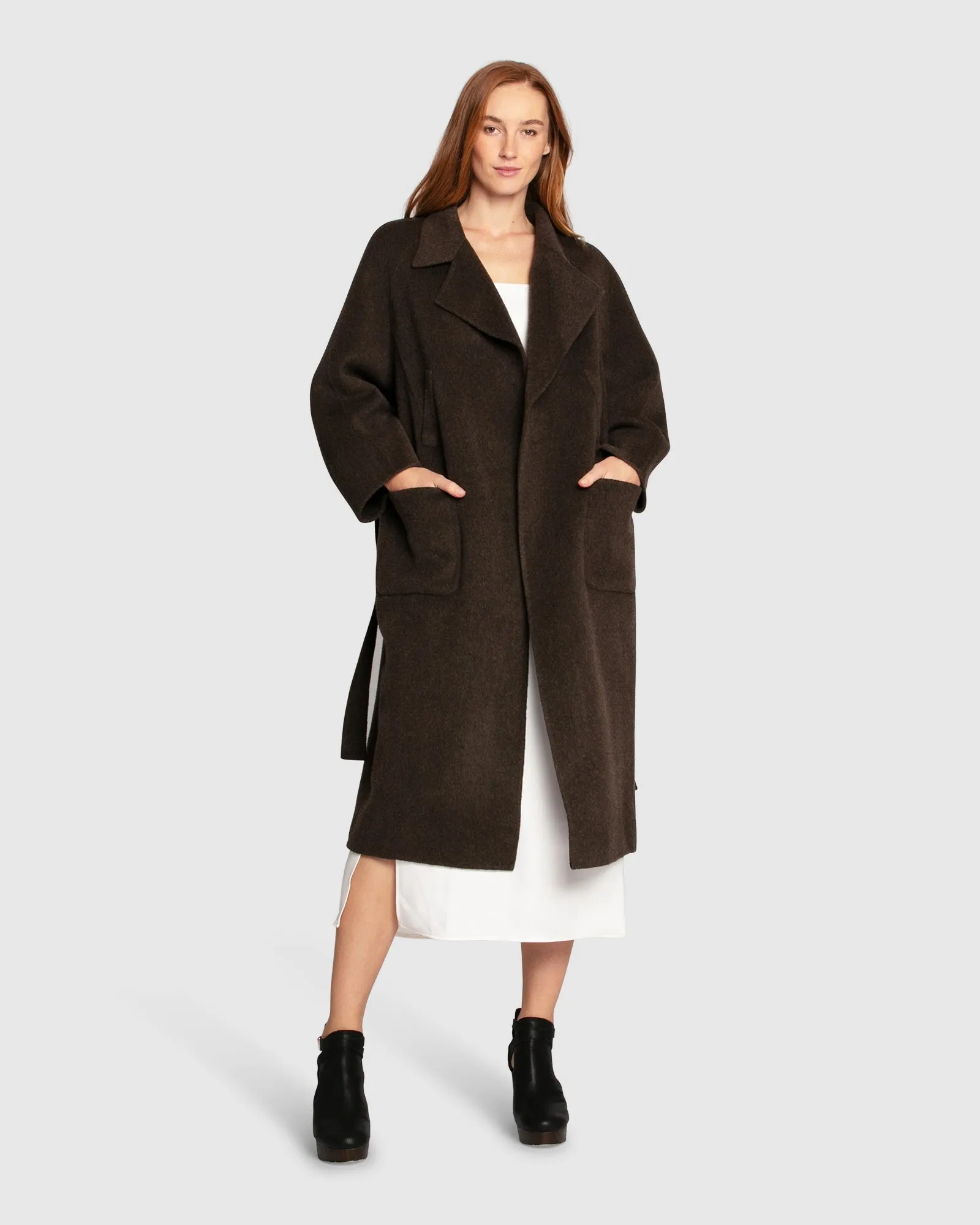 Big Girl Belted Wool Blend Coat - Brown sold by Belle & Bloom product image thumbnail 2