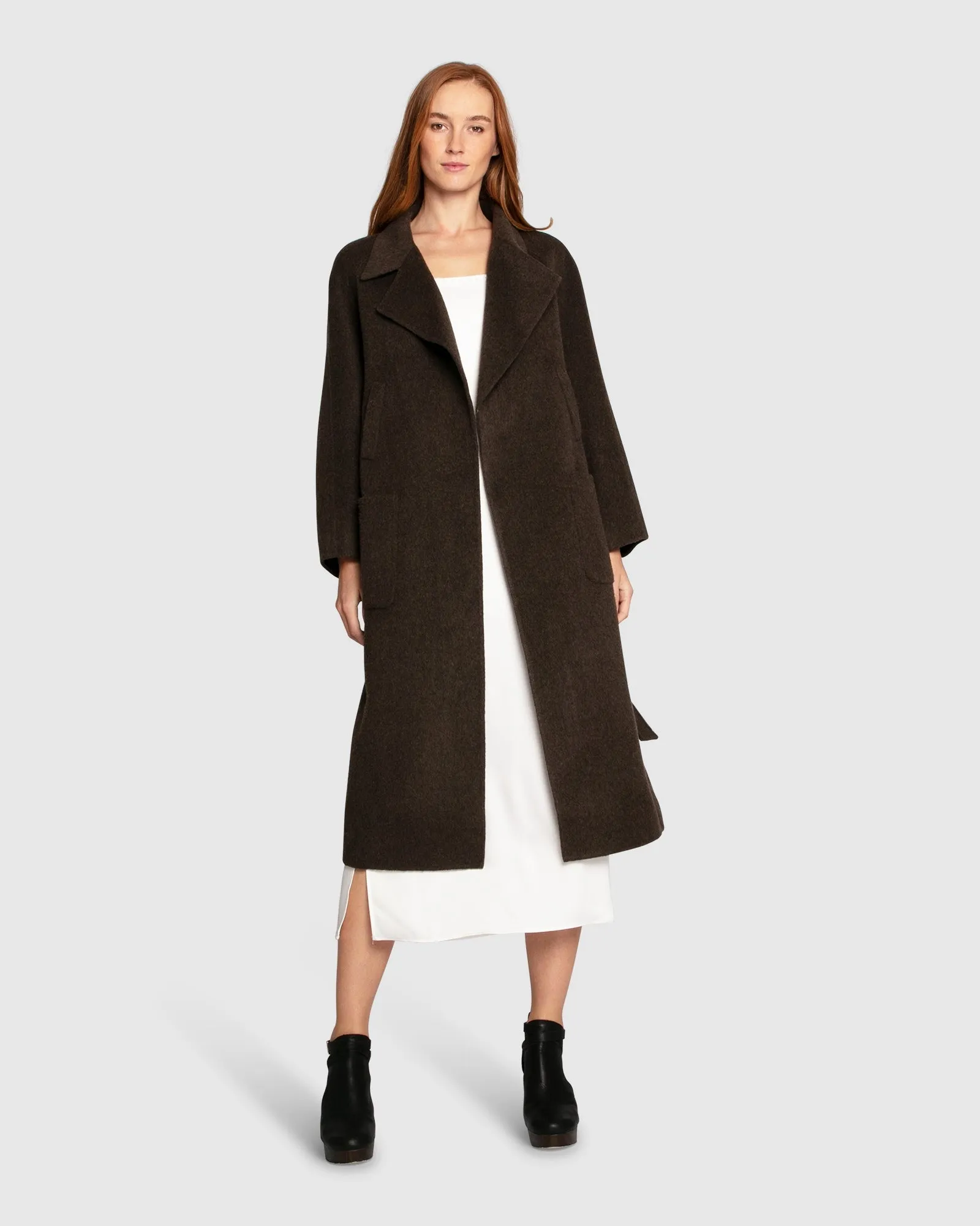 Big Girl Belted Wool Blend Coat - Brown sold by Belle & Bloom product image thumbnail 3