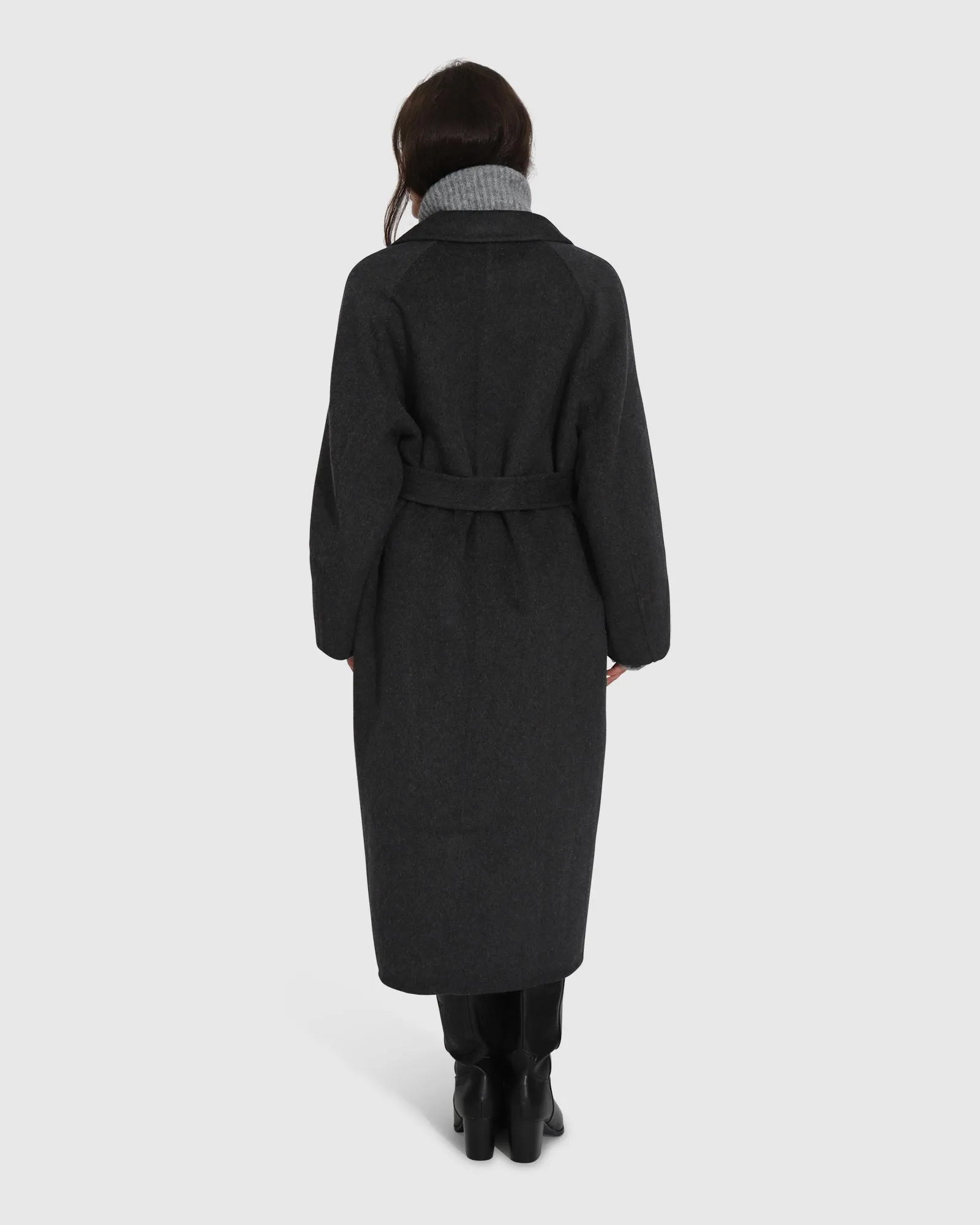Big Girl Belted Wool Blend Coat - Charcoal sold by Belle & Bloom product image thumbnail 5