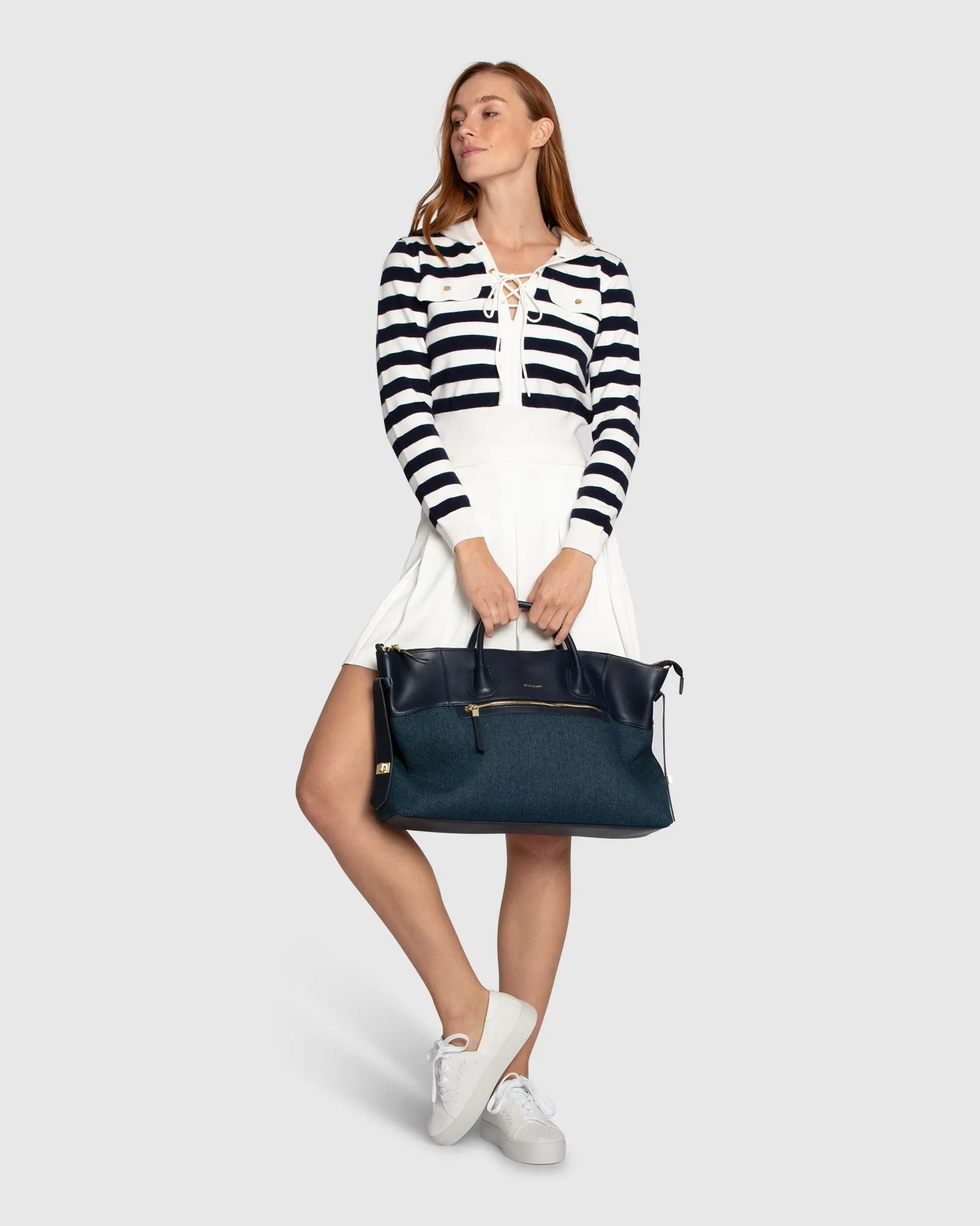 Sail Away Striped Knit Cardigan - Cream/Navy sold by Belle & Bloom product image thumbnail 4