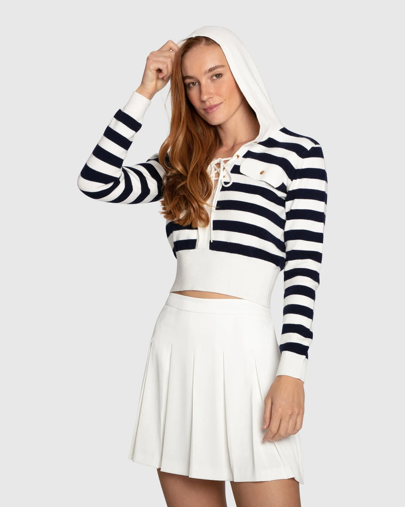 Sail Away Striped Knit Cardigan - Cream/Navy sold by Belle & Bloom product image thumbnail 3