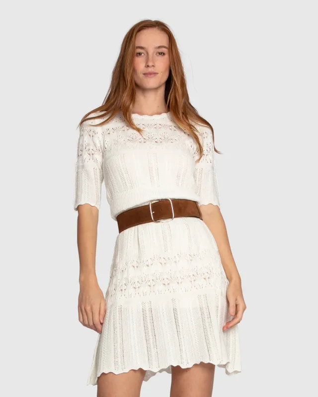 Everbloom Crochet Mini Dress - Cream sold by Belle & Bloom