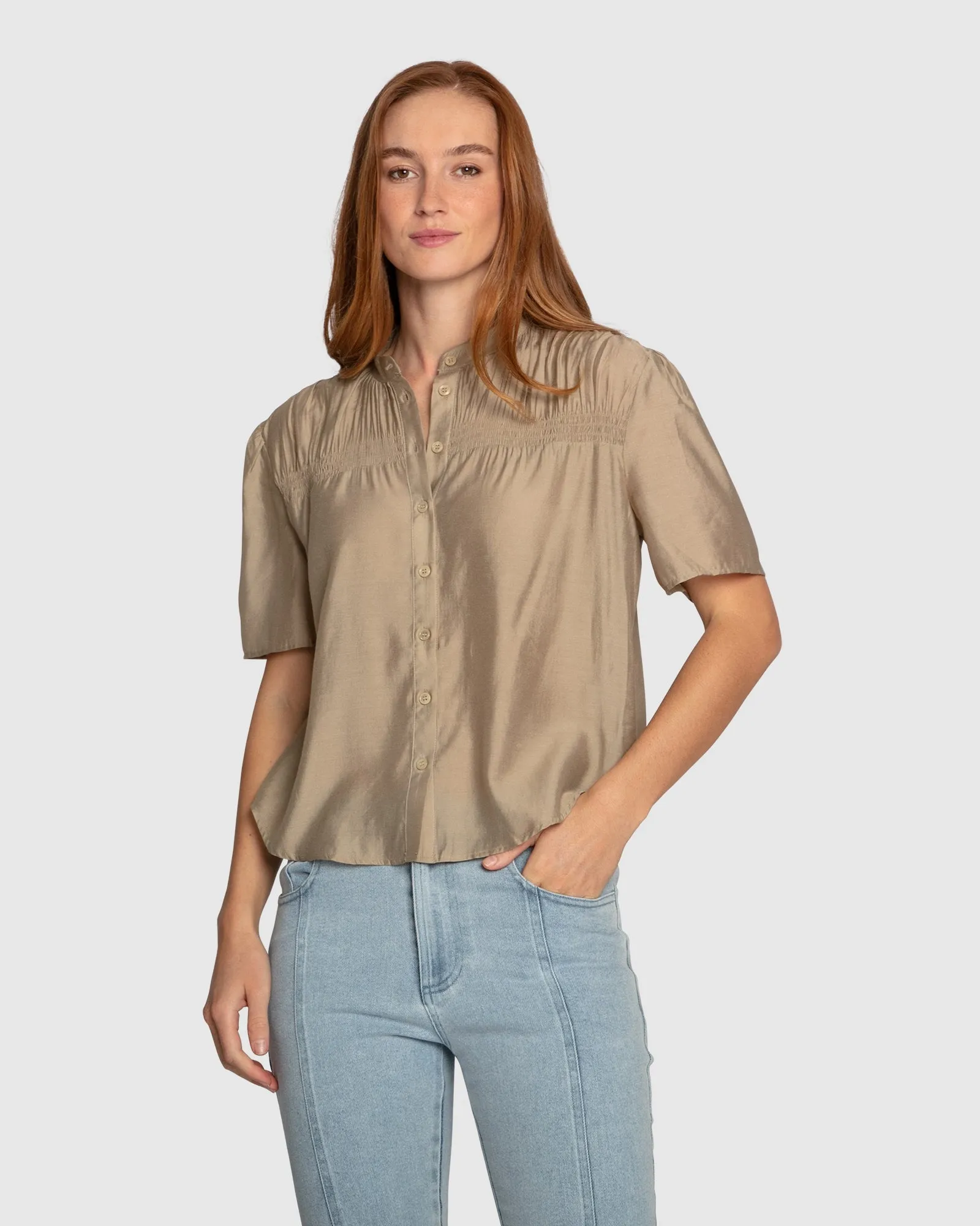 Honeylace Short Sleeve Blouse - Marigold sold by Belle & Bloom