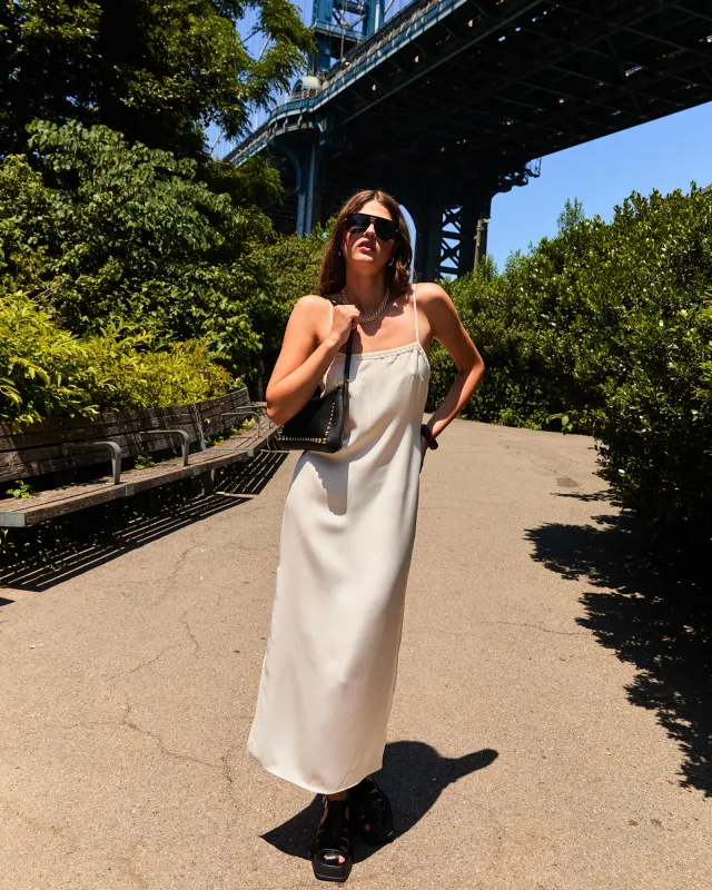 Smoke and Mirror Midi Slip Dress - Off White sold by Belle & Bloom