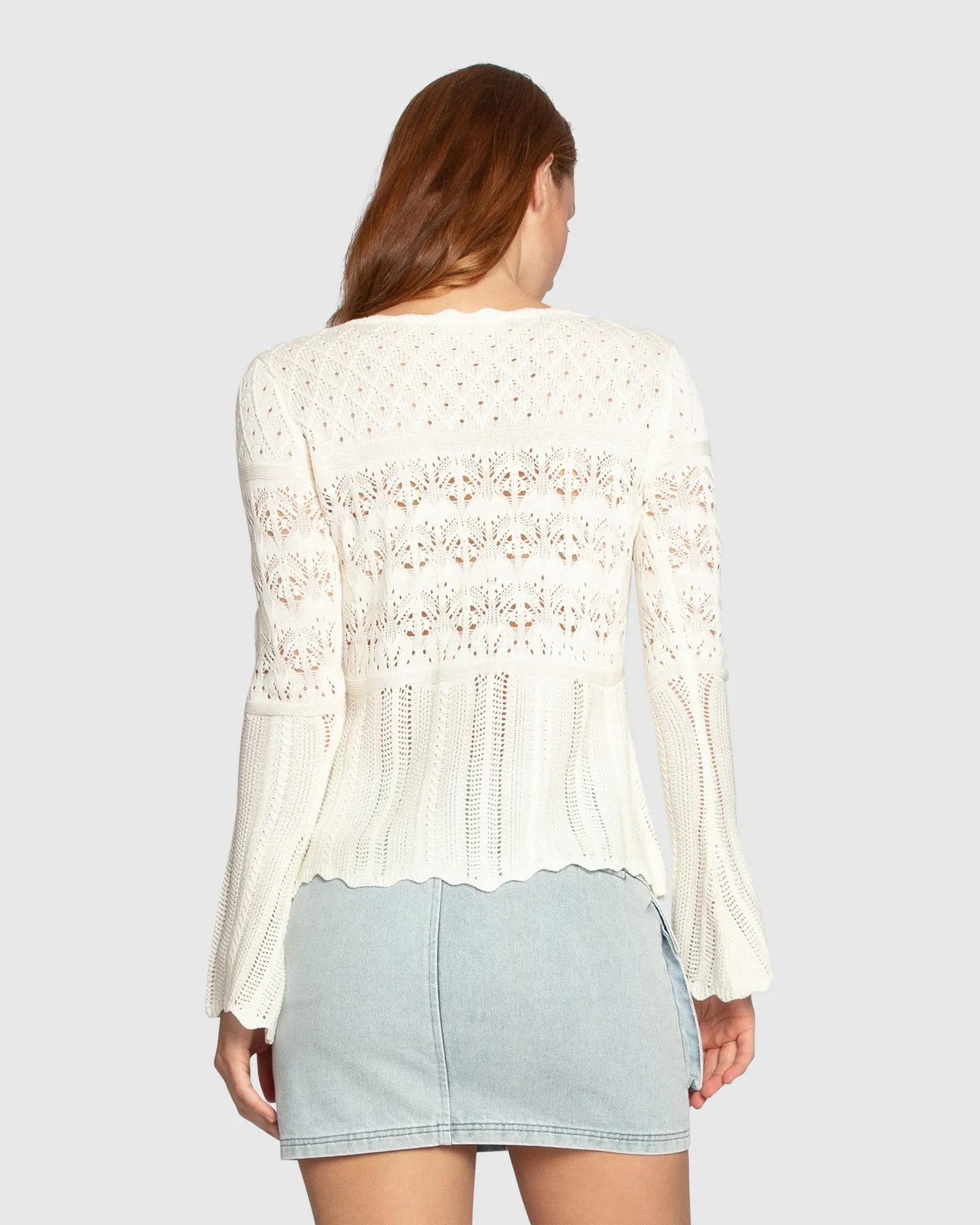 Soft Sands Ruffle Knit Cardigan - Cream sold by Belle & Bloom product image thumbnail 3
