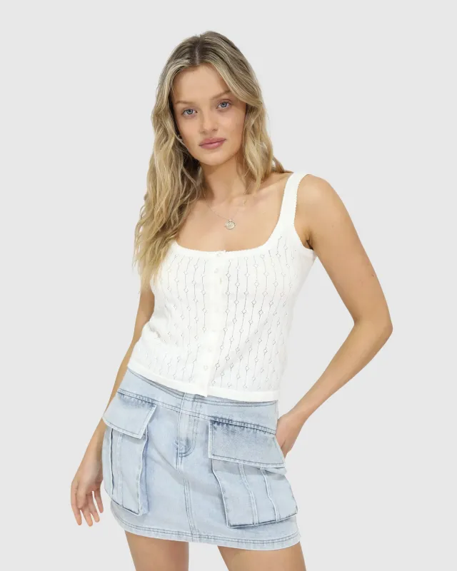Cloudlight Cashmere Blend Tank - Cream made by Belle & Bloom