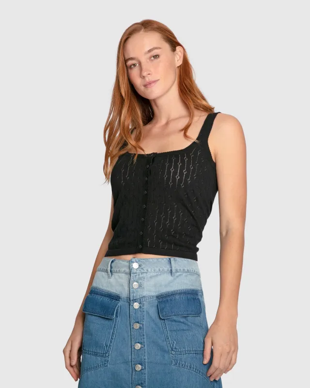Cloudlight Cashmere Blend Tank - Black sold by Belle & Bloom