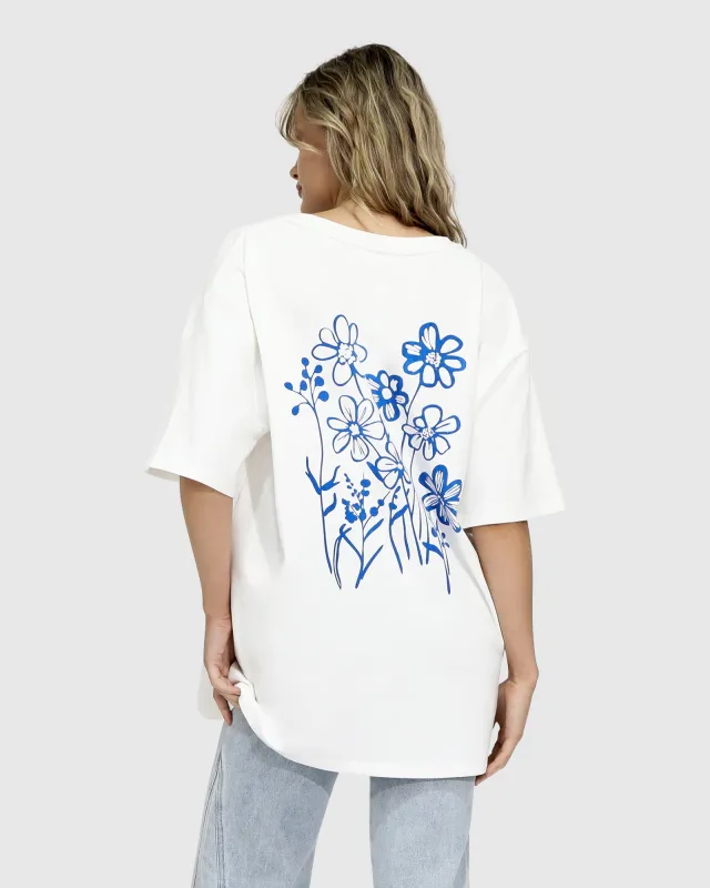 Back To Bloom Oversized T-Shirt - White sold by Belle & Bloom