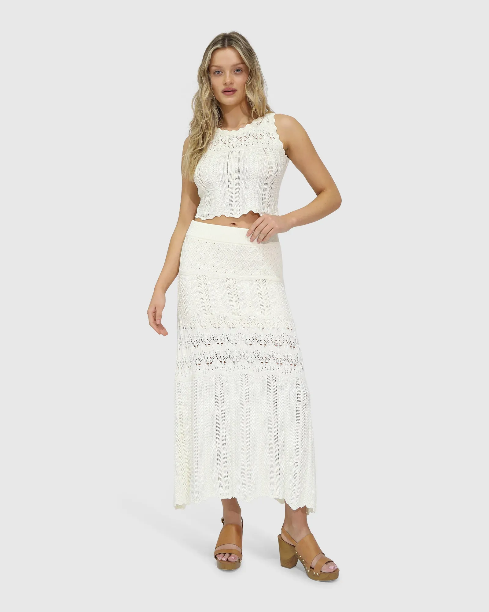 Harvest Haze Crochet Maxi Skirt - Cream sold by Belle & Bloom product image thumbnail 5