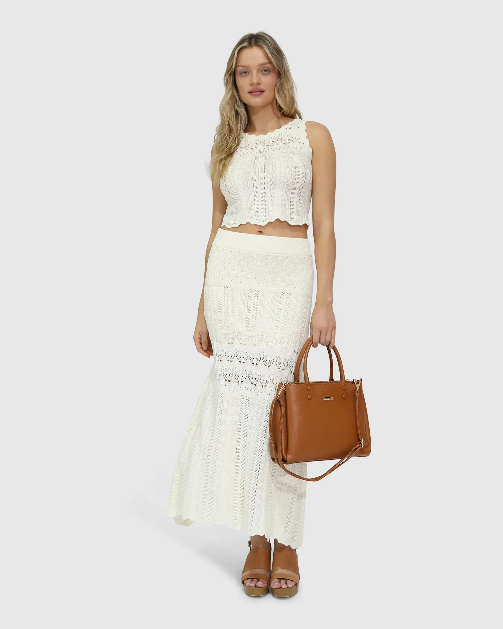 Harvest Haze Crochet Maxi Skirt - Cream sold by Belle & Bloom product image thumbnail 2