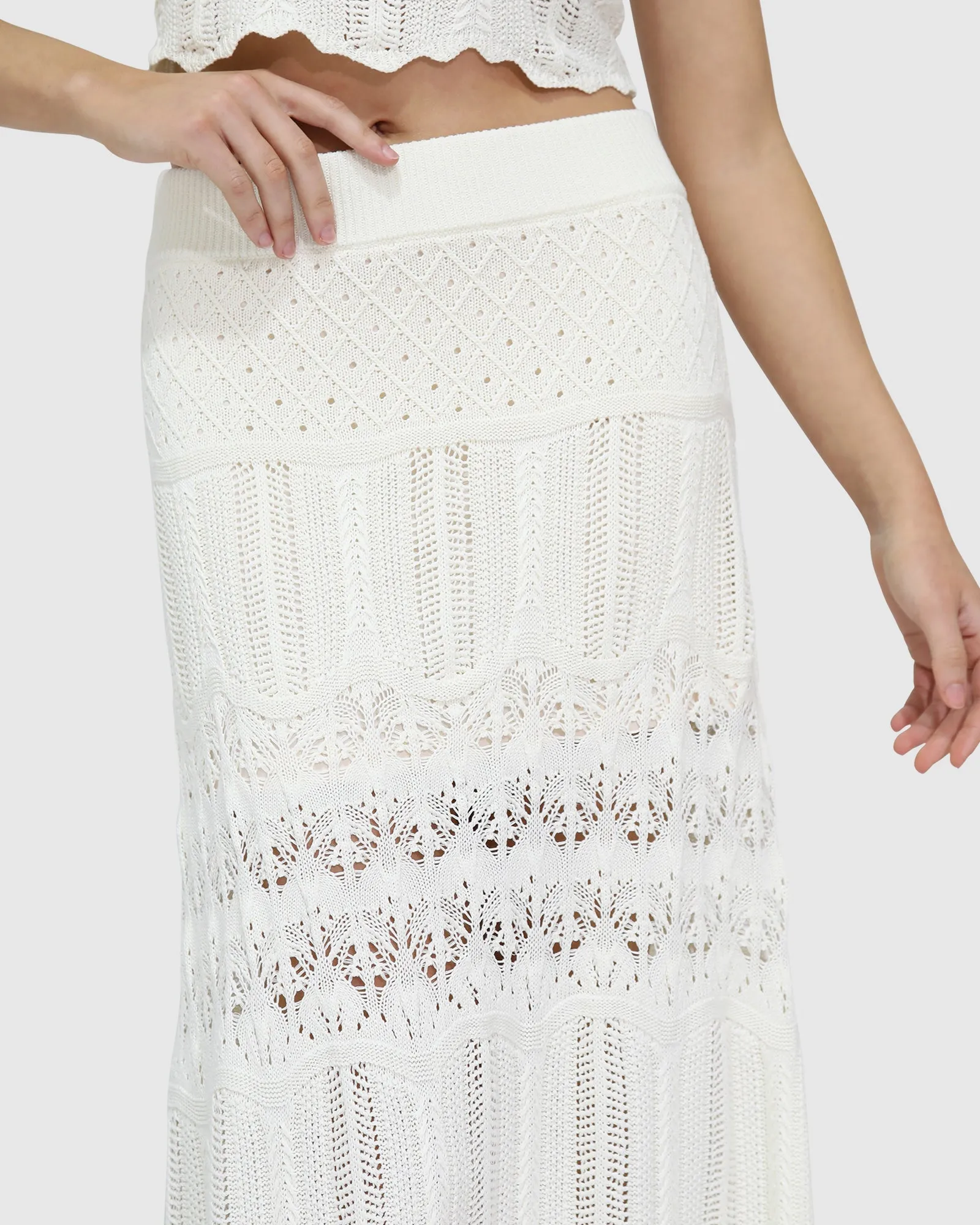 Harvest Haze Crochet Maxi Skirt - Cream sold by Belle & Bloom product image thumbnail 3