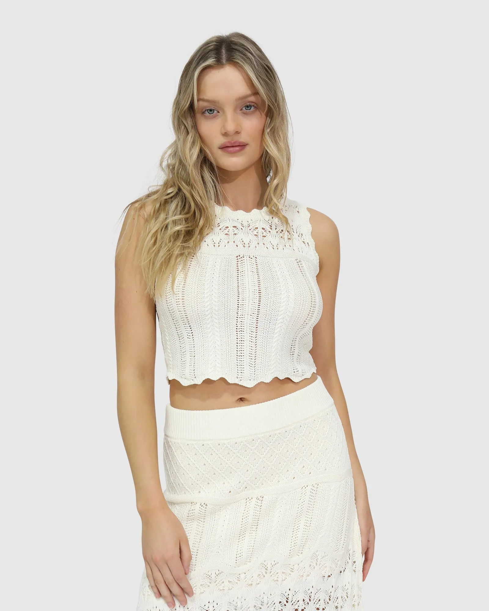 Harvest Haze Crochet Crop Top - Cream sold by Belle & Bloom product image thumbnail 2