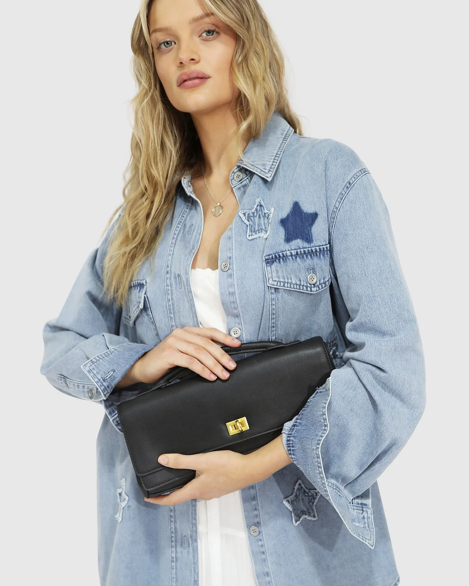 Love Boat Leather Clutch Bag - Black sold by Belle & Bloom