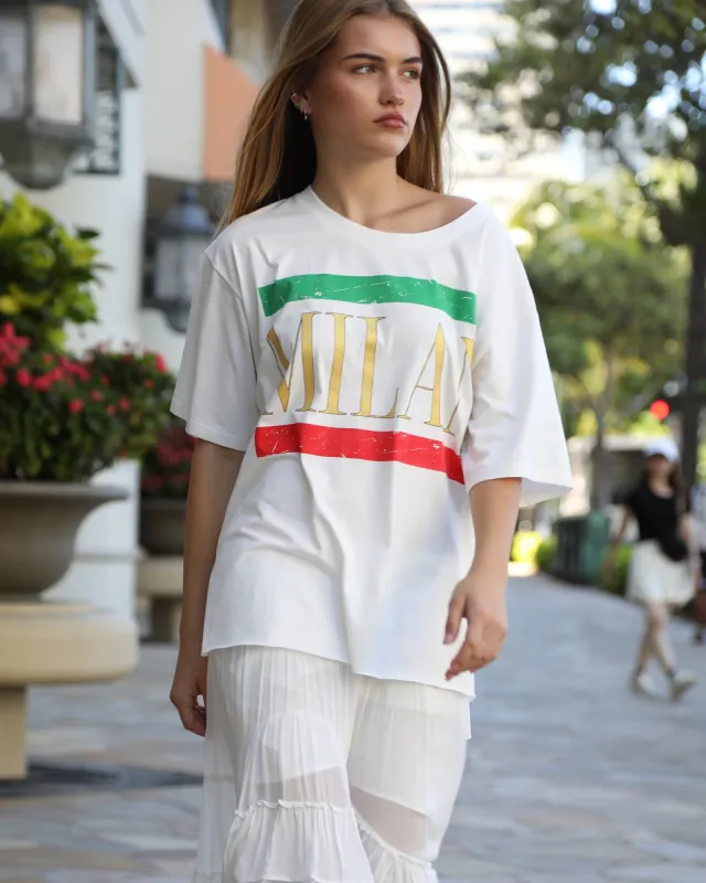 I Love Milan Oversized T-Shirt - White sold by Belle & Bloom