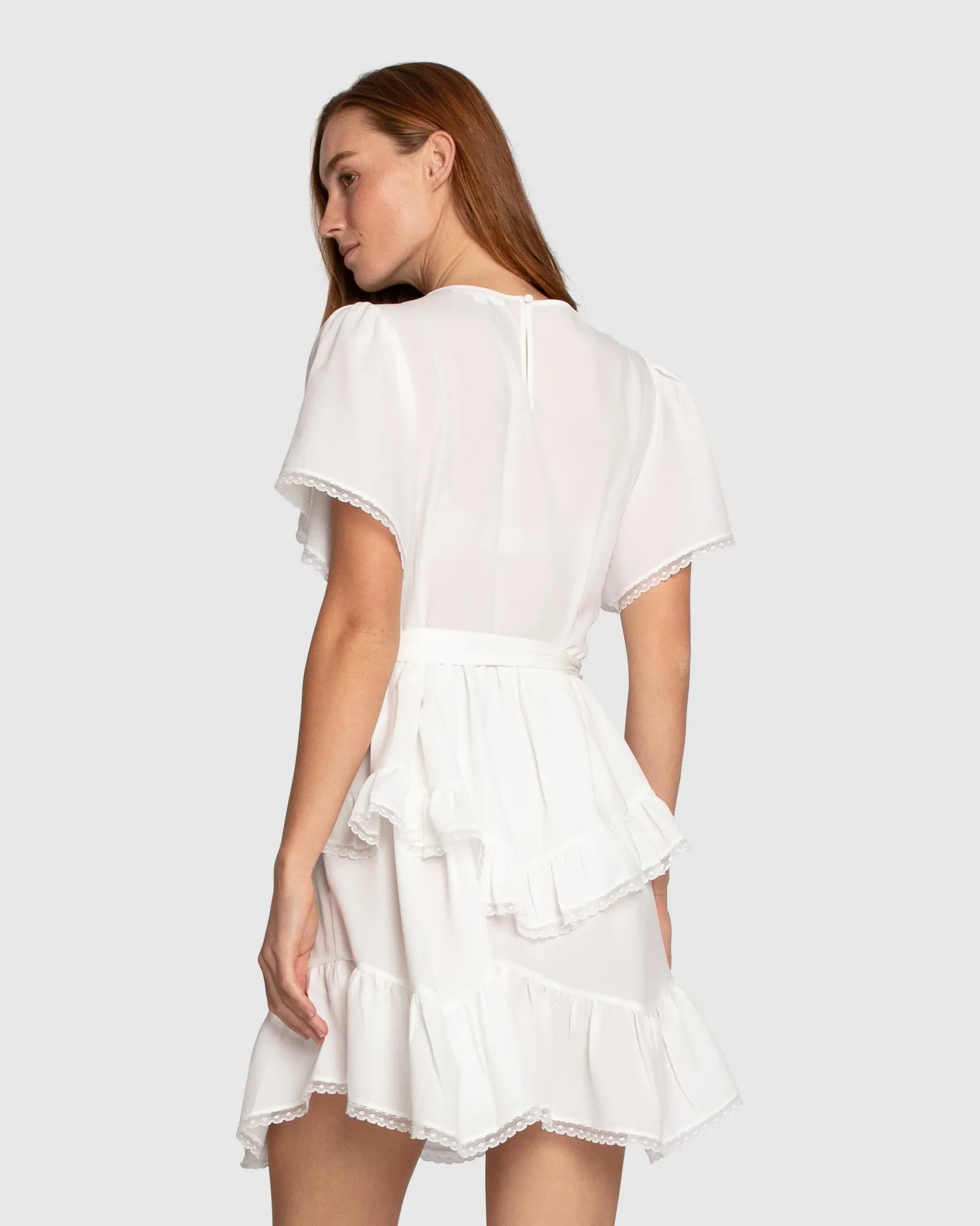 The Softest Spell Ruffle Mini Dress - Off White sold by Belle & Bloom product image thumbnail 4