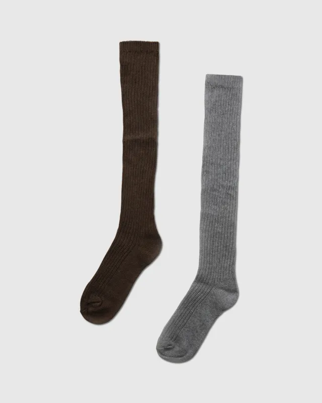 Go For It 2 Pack Socks - Brown & Grey sold by Belle & Bloom