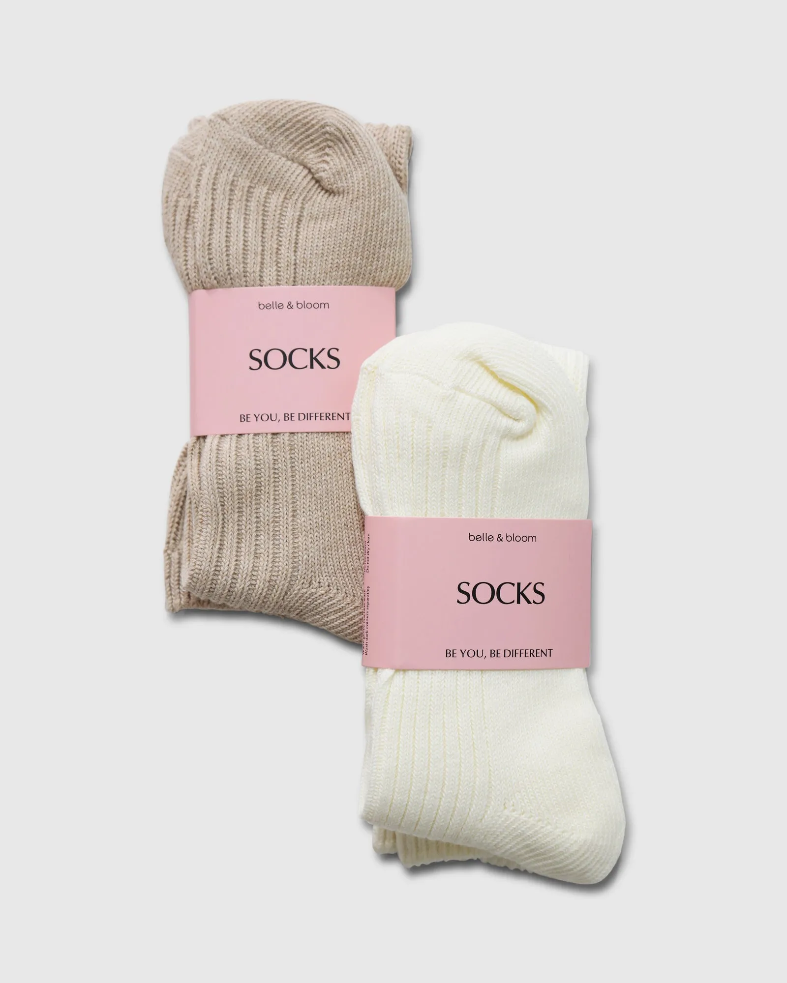 Go For It 2 Pack Socks - Cream & Beige sold by Belle & Bloom product image thumbnail 2