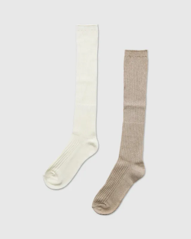 Go For It 2 Pack Socks - Cream & Beige sold by Belle & Bloom