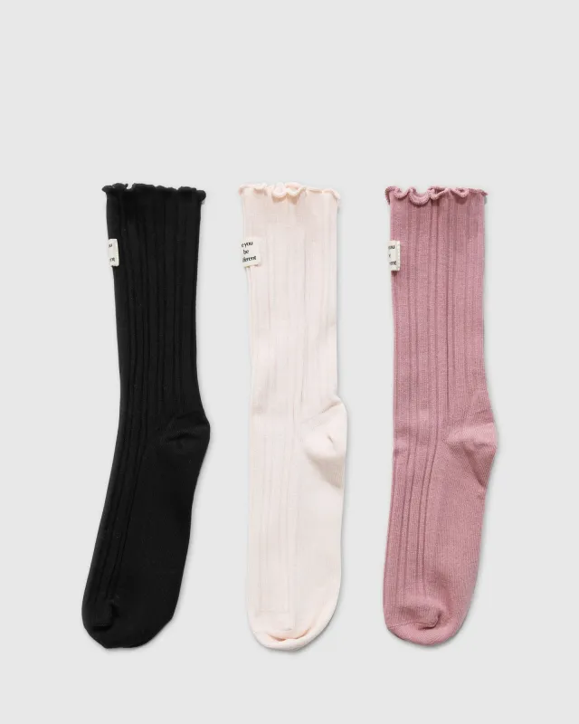 Beloved 3 Pack Socks - Black & Pink sold by Belle & Bloom