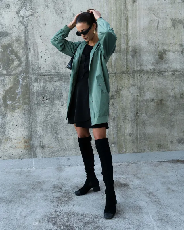 Chasing You Long Bomber Jacket - Military made by Belle & Bloom