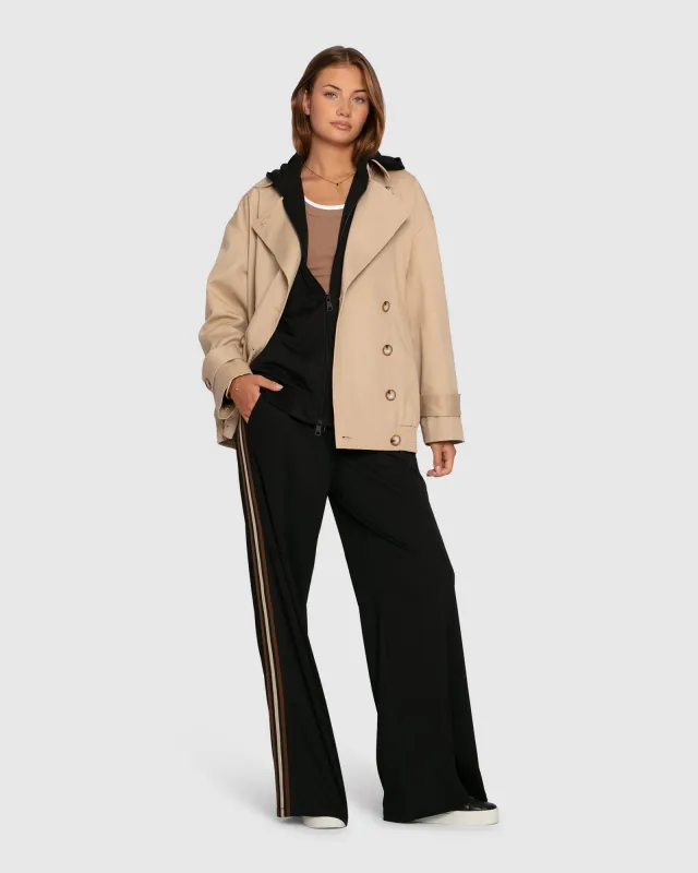 Beach Front Striped Wide Leg Pants - Black made by Belle & Bloom