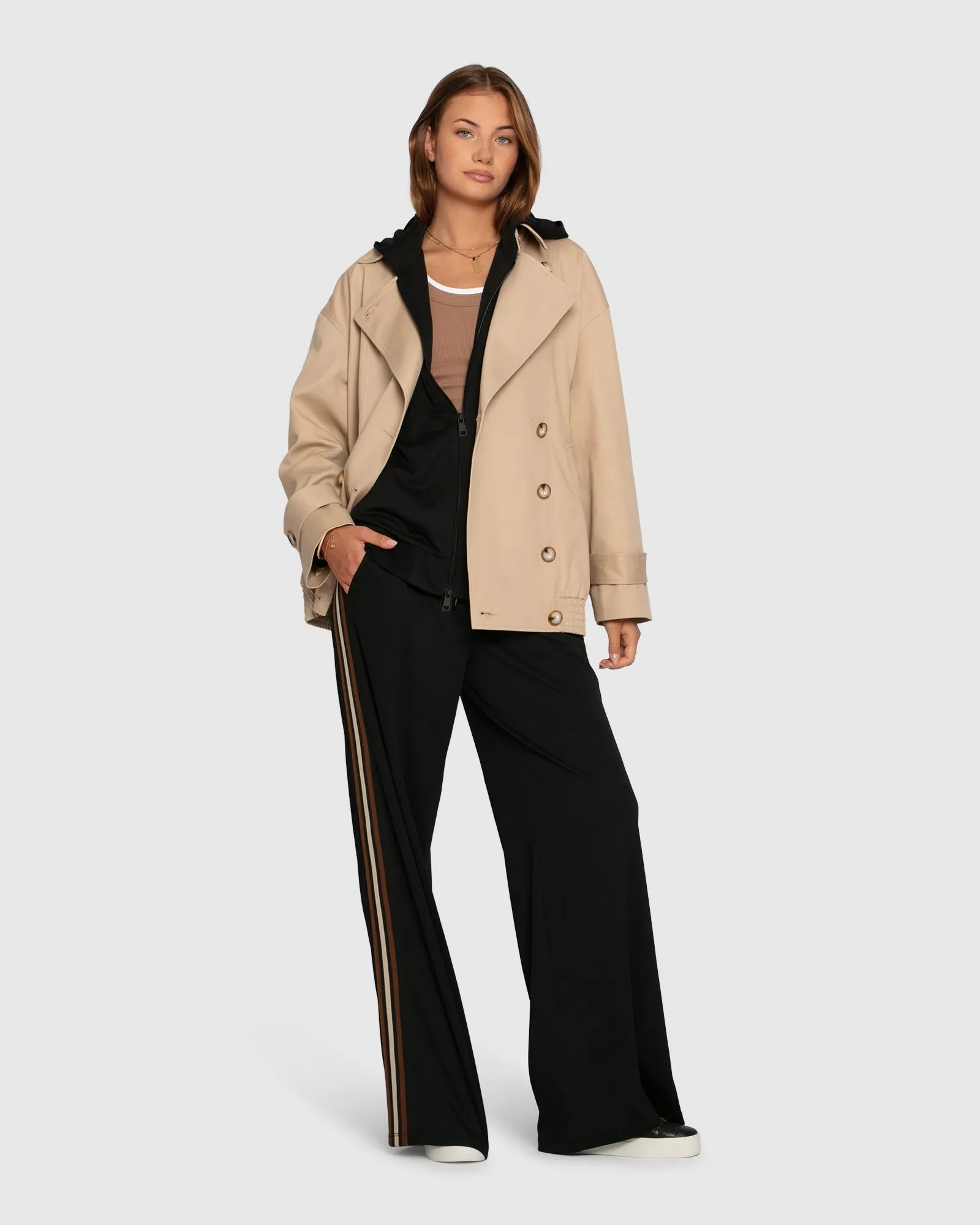 Beach Front Striped Wide Leg Pants - Black sold by Belle & Bloom