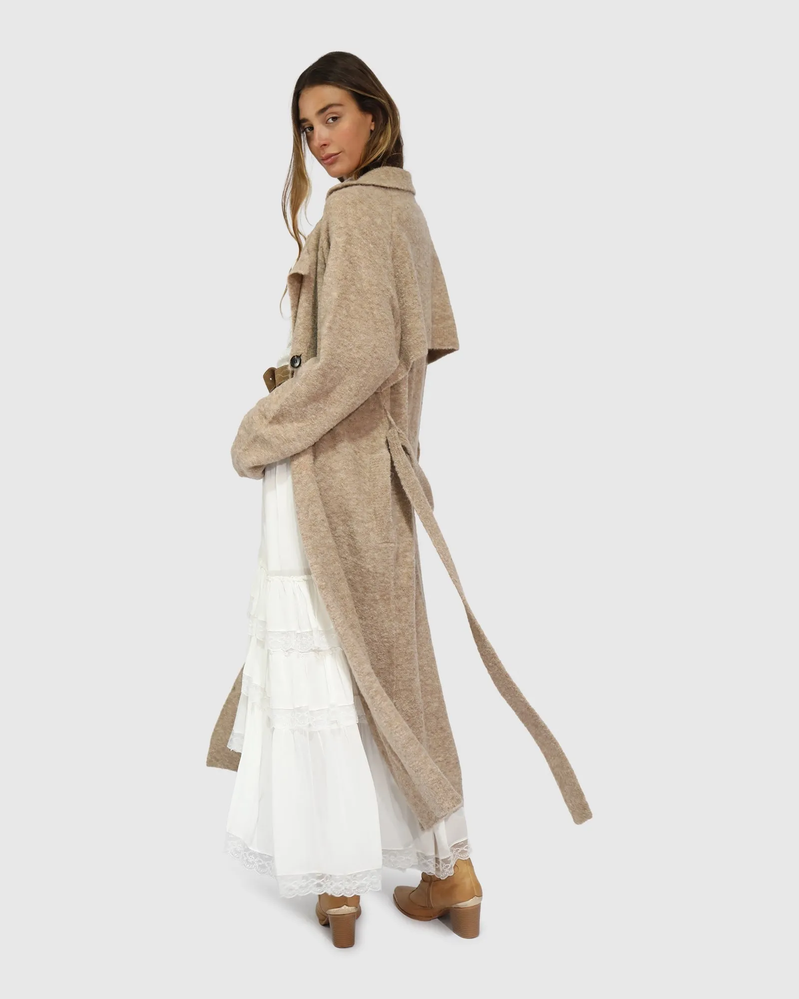 Live in Dream Maxi Trench Cardigan - Khaki sold by Belle & Bloom product image thumbnail 3