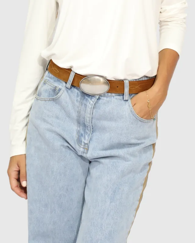 Melrose Western Belt - Tan made by Belle & Bloom