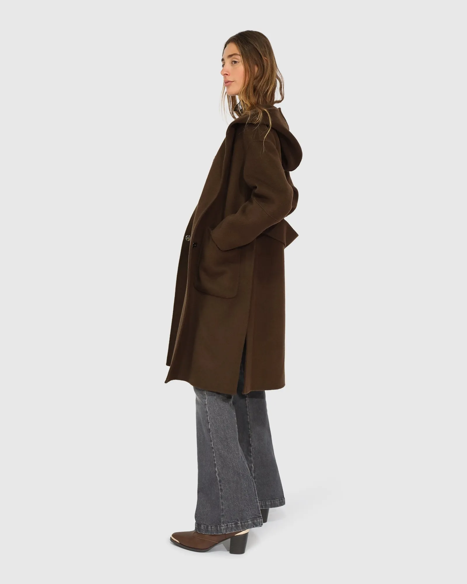 Walk This Way Wool Blend Oversized Coat - Chocolate sold by Belle & Bloom product image thumbnail 3