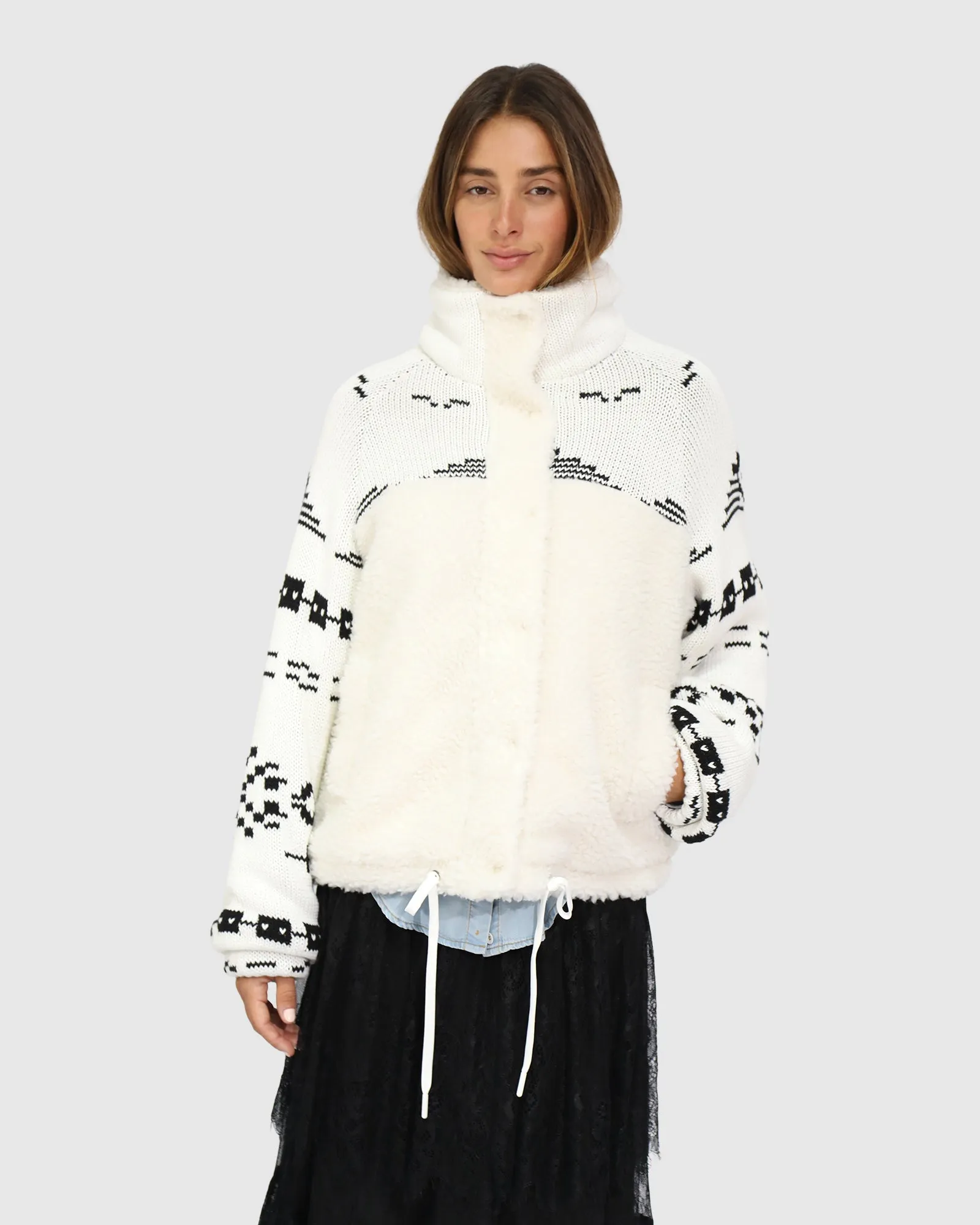 Billie Fair Isle Jacket - Egret/Black sold by Belle & Bloom product image thumbnail 2