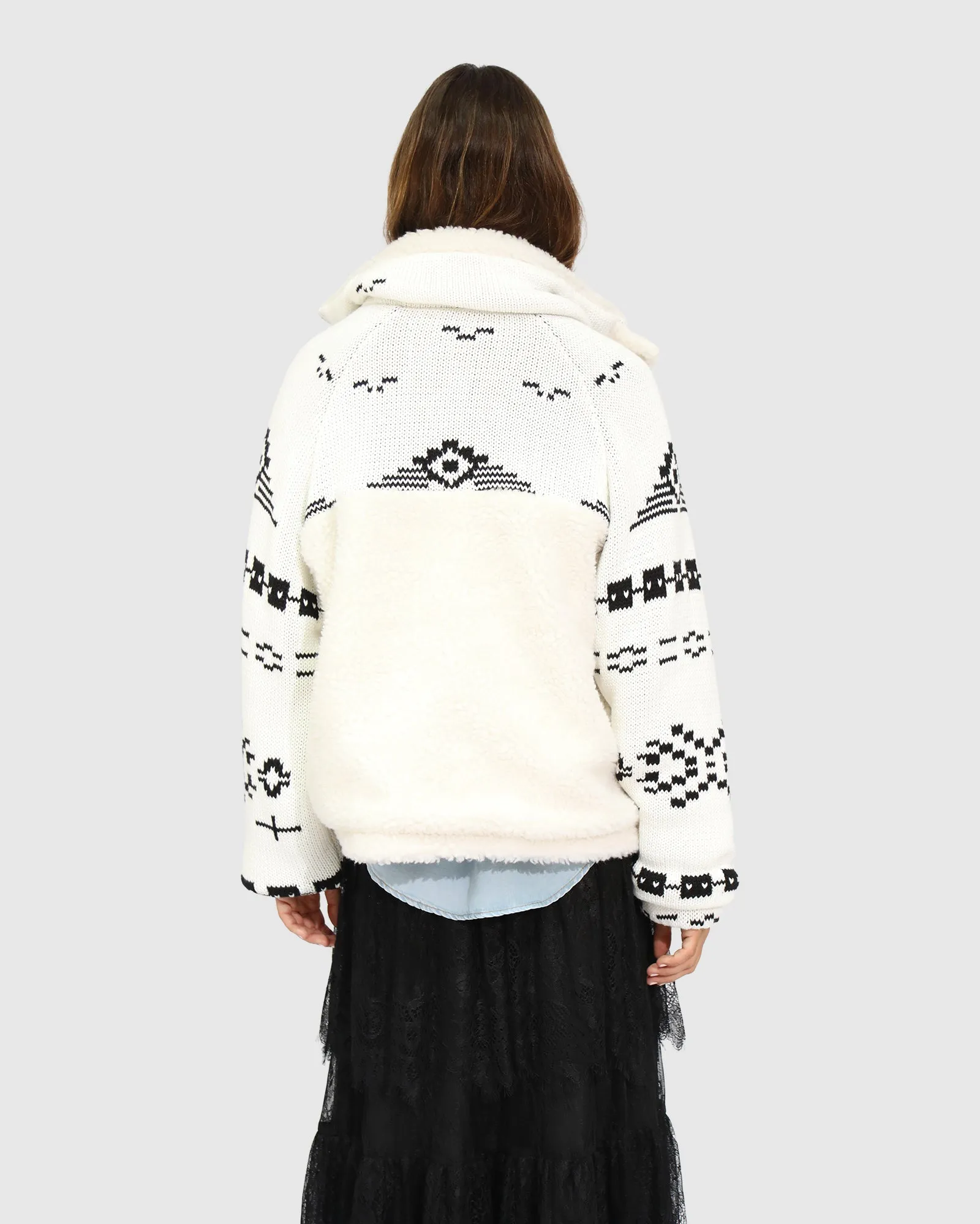 Billie Fair Isle Jacket - Egret/Black sold by Belle & Bloom product image thumbnail 3