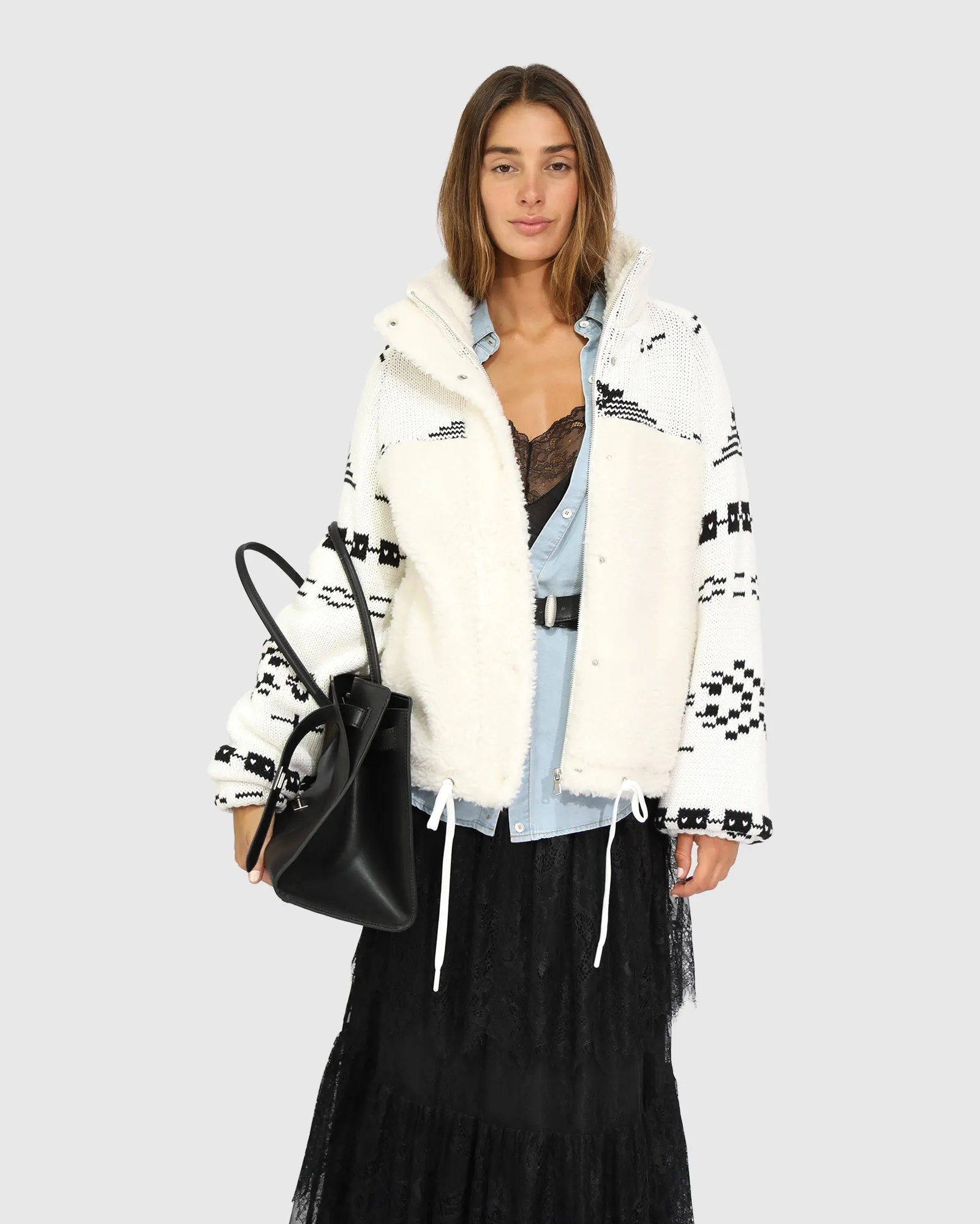 Billie Fair Isle Jacket - Egret/Black sold by Belle & Bloom
