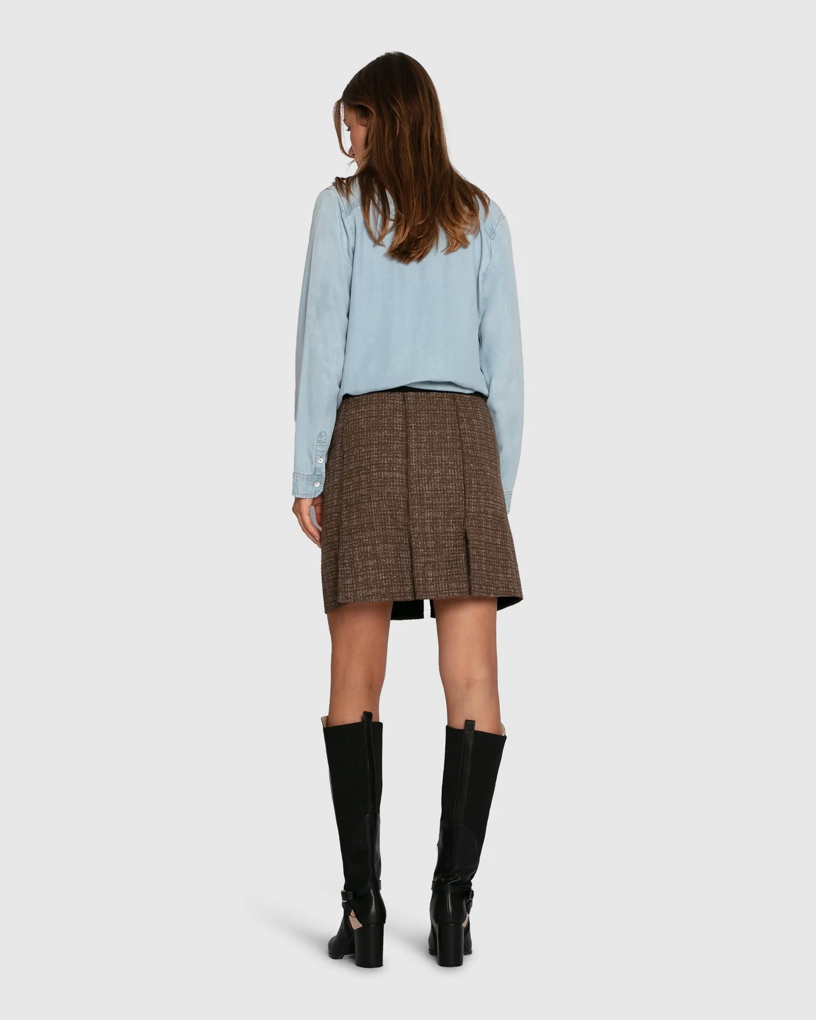 Set Me Free Tweed Skirt - Dark Khaki sold by Belle & Bloom product image thumbnail 5