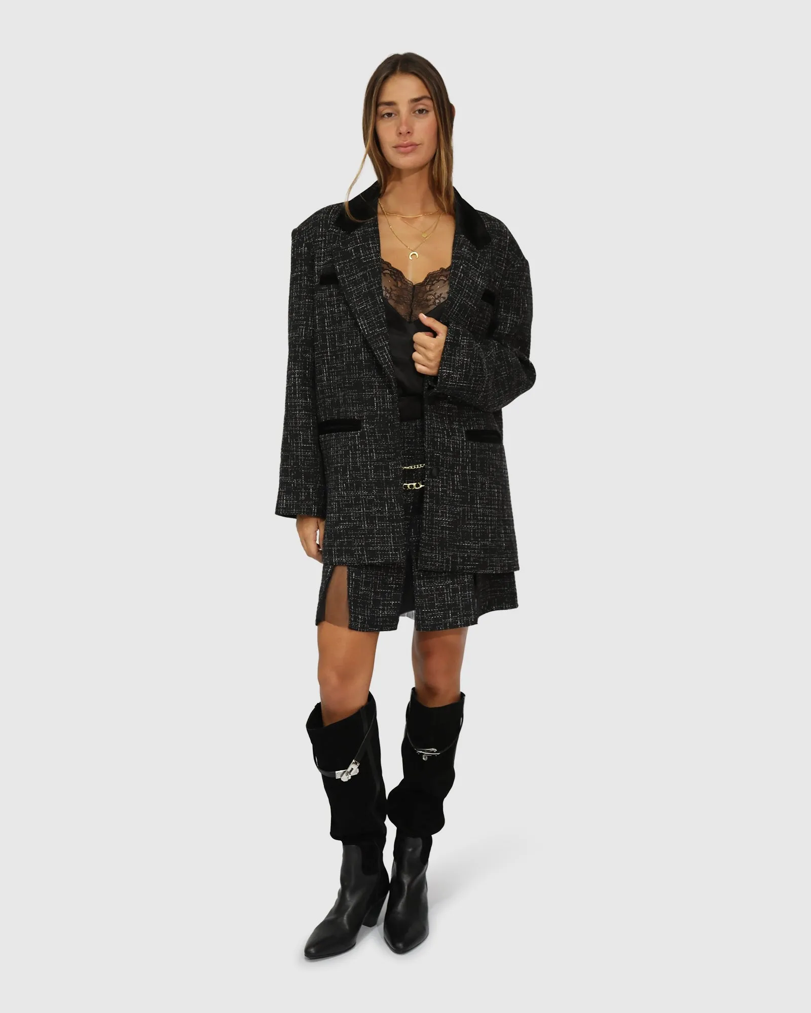 Set Me Free Tweed Skirt - Black sold by Belle & Bloom product image thumbnail 2