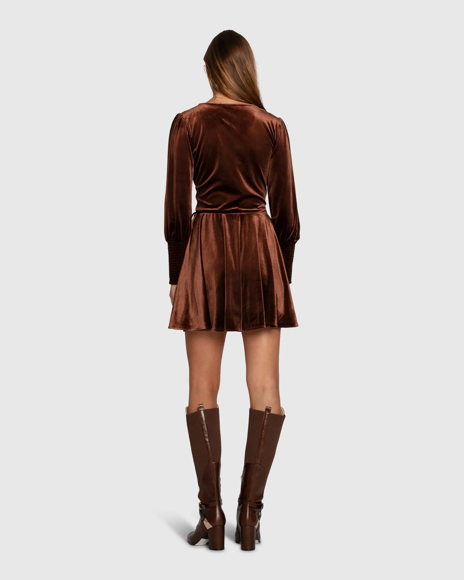 Loved You First Velvet Mini Dress - Chocolate sold by Belle & Bloom product image thumbnail 5