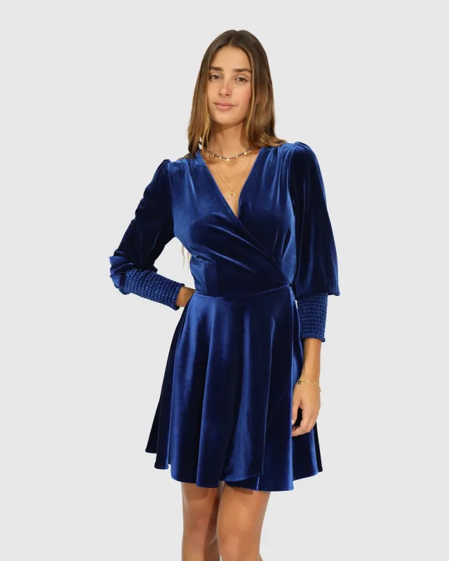 Loved You First Velvet Mini Dress - Navy made by Belle & Bloom