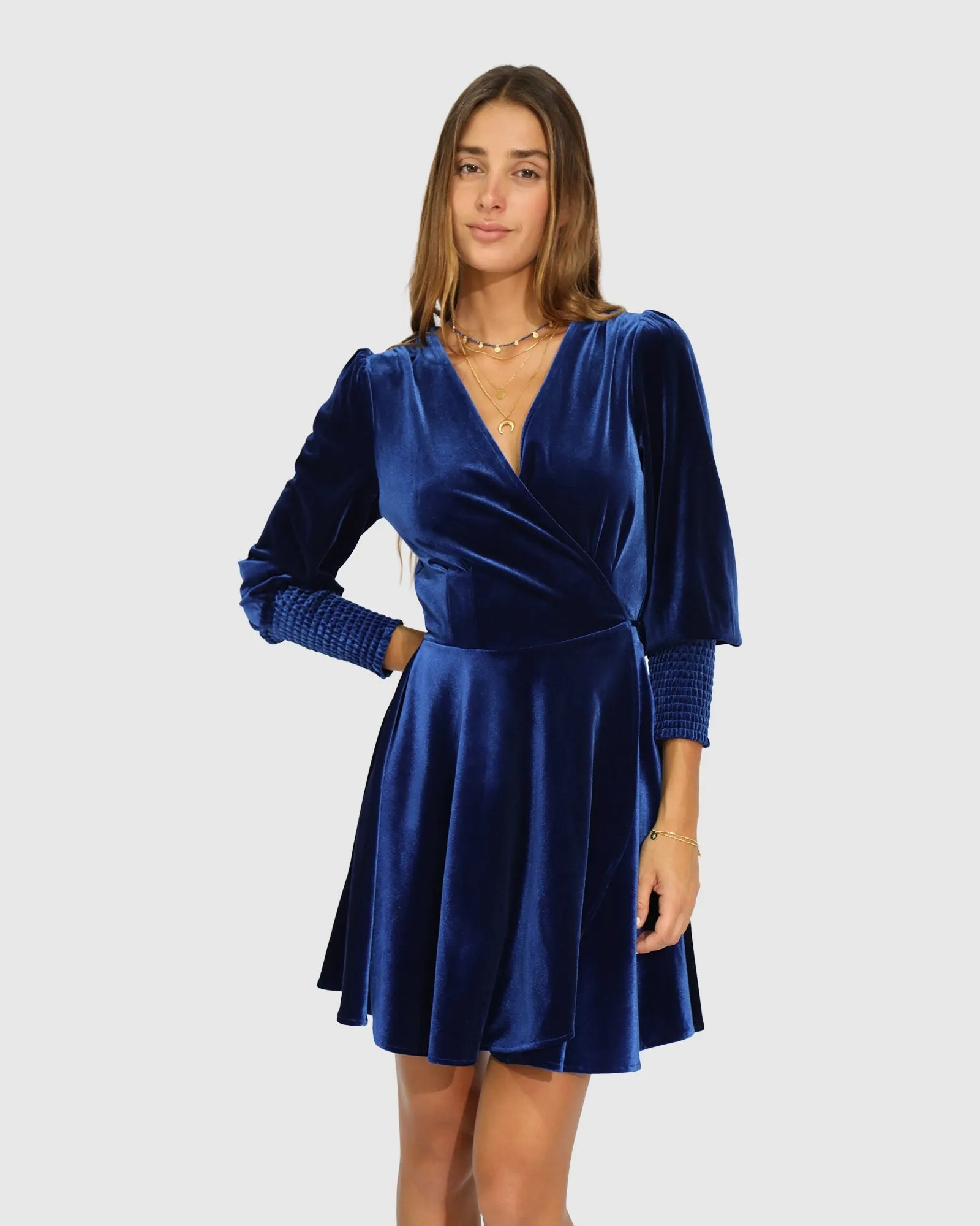 Loved You First Velvet Mini Dress - Navy sold by Belle & Bloom
