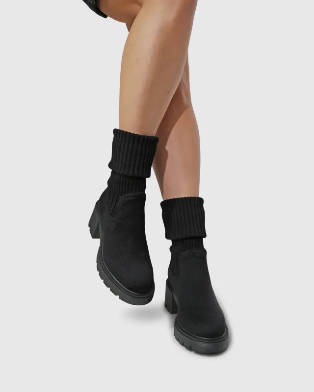 Tokyo Lights Rib Sock Boot - Black made by Belle & Bloom