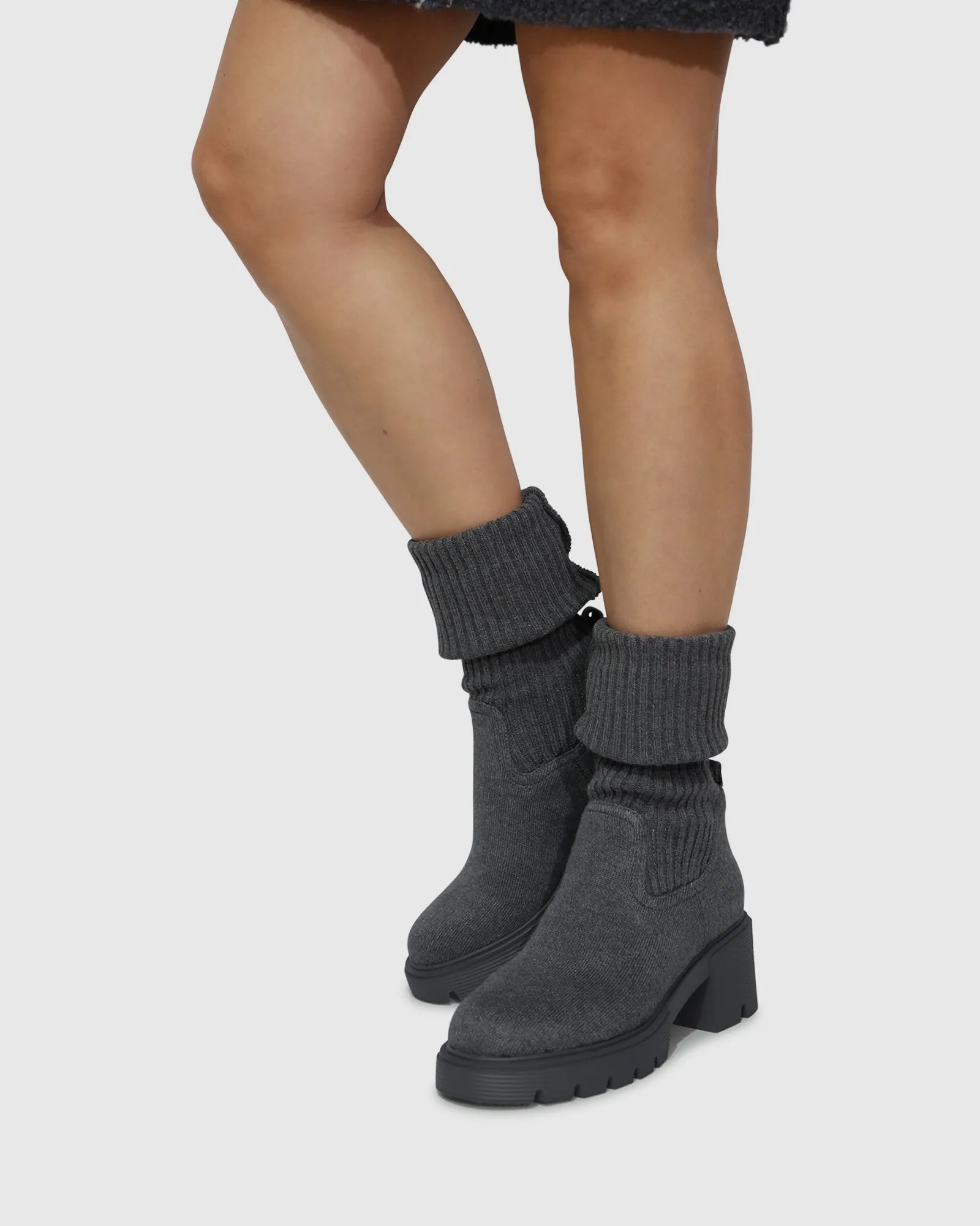 Tokyo Lights Rib Sock Boot - Grey sold by Belle & Bloom product image thumbnail 5